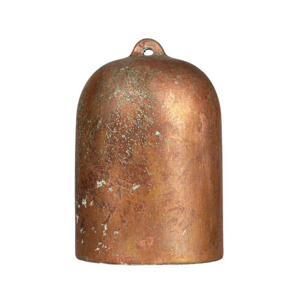 Glockenförmiger Lampenschirm XS aus Keramik, Kupfer Grünspan Effekt