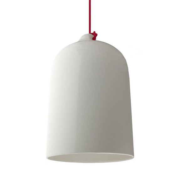 Glockenförmiger Lampenschirm XL aus Keramik, glänzend Weiß