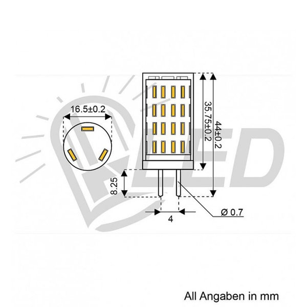 LED Leuchtmittel G4 3,2W 360lm 2700K Warmweiß 10-30V DC 10-24V AC Dimmbar