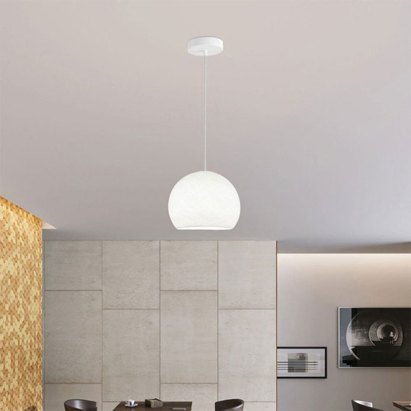 kuppelförmiger Lampenschirm Cupola XS Ø 25 cm E27 aus Polyestergarn Weiß