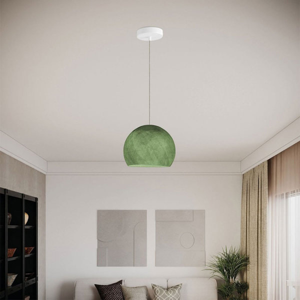 kuppelförmiger Lampenschirm Cupola XS Ø 25 cm E27 aus Polyestergarn Olivgrün
