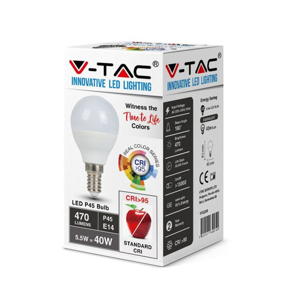 V-Tec LED Leuchtmittel E27 5,5W 470lm 6400K Kaltweiß 230V AC CRI95