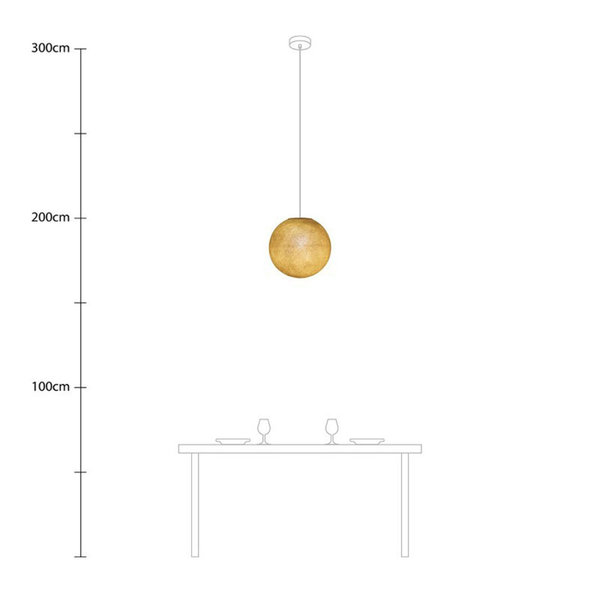 kugelförmiger Lampenschirm Sfera M Ø 35 cm E27 aus Polyestergarn Senfgelb