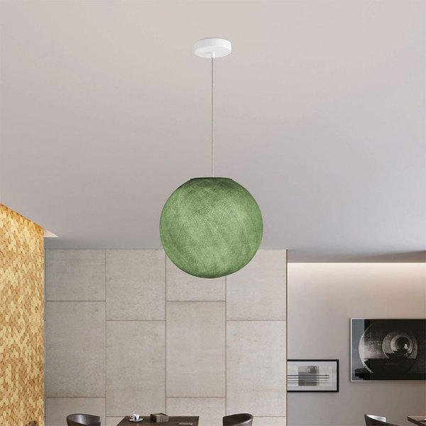 kugelförmiger Lampenschirm Sfera M Ø 35 cm E27 aus Polyestergarn Olivgrün