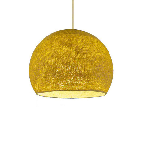 kuppelförmiger Lampenschirm Cupola XS Ø 25 cm E27 aus Polyestergarn Senfgelb