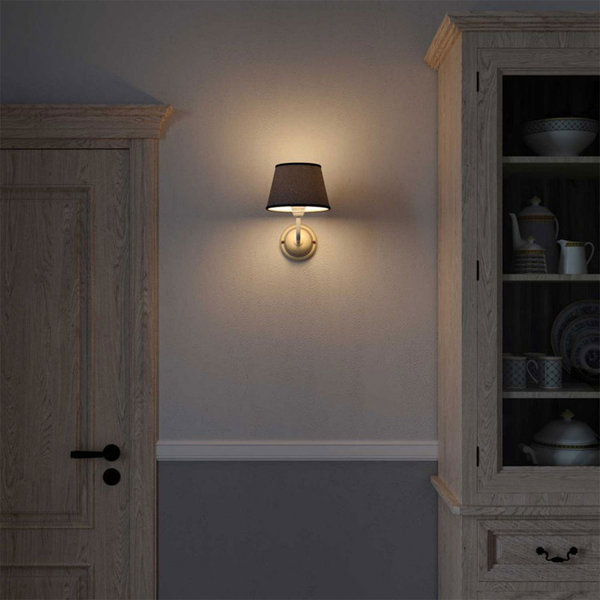Lampenschirm Imperio aus Stoff für Fassung E27 für Tisch- oder Wandleuchten graue Jute