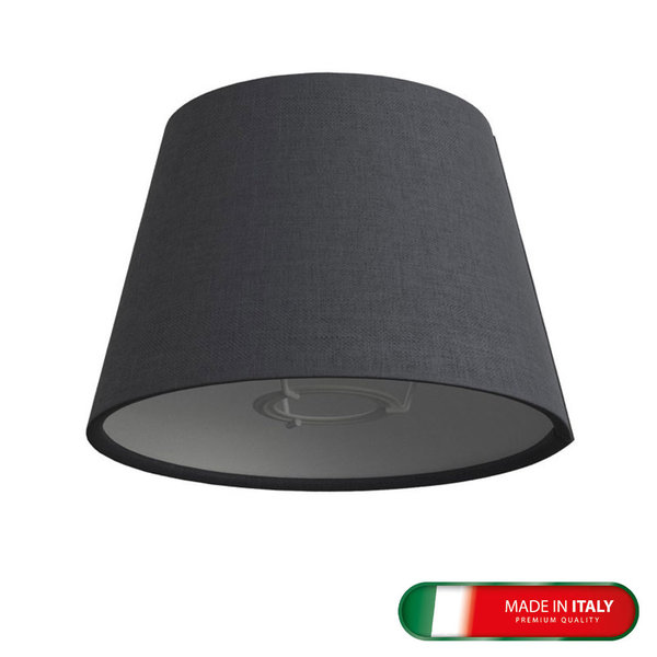 Lampenschirm Imperio aus Stoff für Fassung E27 für Tisch- oder Wandleuchten Leinwand Anthrazid
