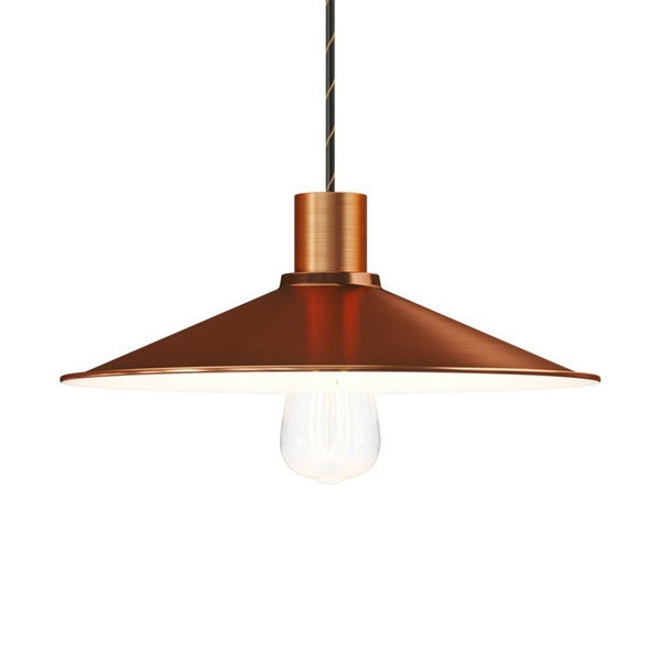 Lampenschirm Swing aus lackiertem Metall mit E27 Anschluss Kupfer satiniert/Weiß