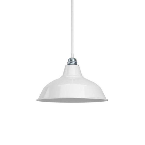 Lampenschirm Bistrot 30cm aus lackiertem Metall mit E27 Anschluss Weiß