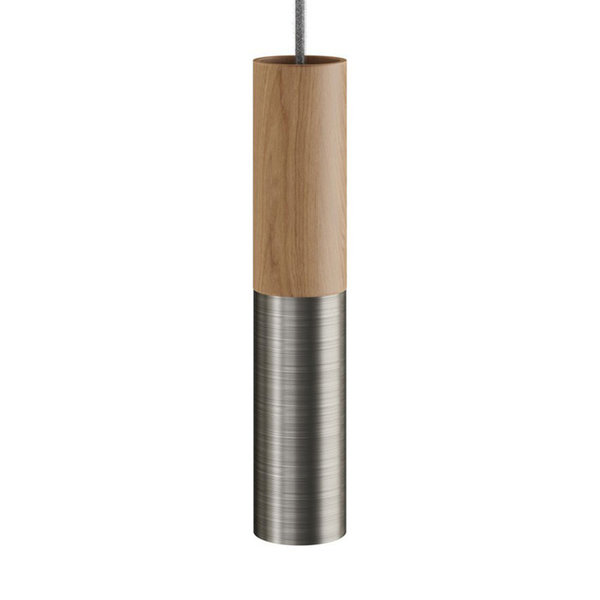 Tub-E14 Rohr aus Holz und Metall für Strahler Lampenschirm mit Lampenfassung E14 Holz/Titan