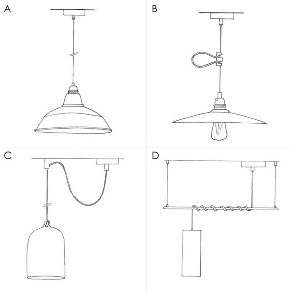 Pendelleuchte Textilkabel Glockenförmiger Lampenschirm XS Metall Zubehör Kupfer Grünspan/Weiß