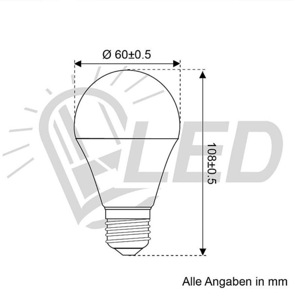 DC kompatible LED Lampe E27 8W 810lm 6000K 85-265V AC 60-269V DC 24h