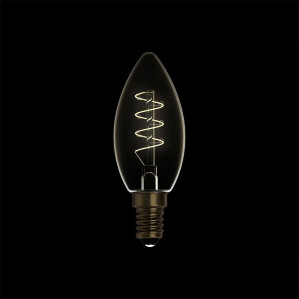Bebulbs goldene LED Glühbirne C01 Carbon Serie Spiral-Filament Candle C35 E14 2,5W 1800K Dimmbar